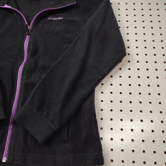 Columbia Fleece Black with Purple Zipper, Size Kids Large - Picture 6 of 7